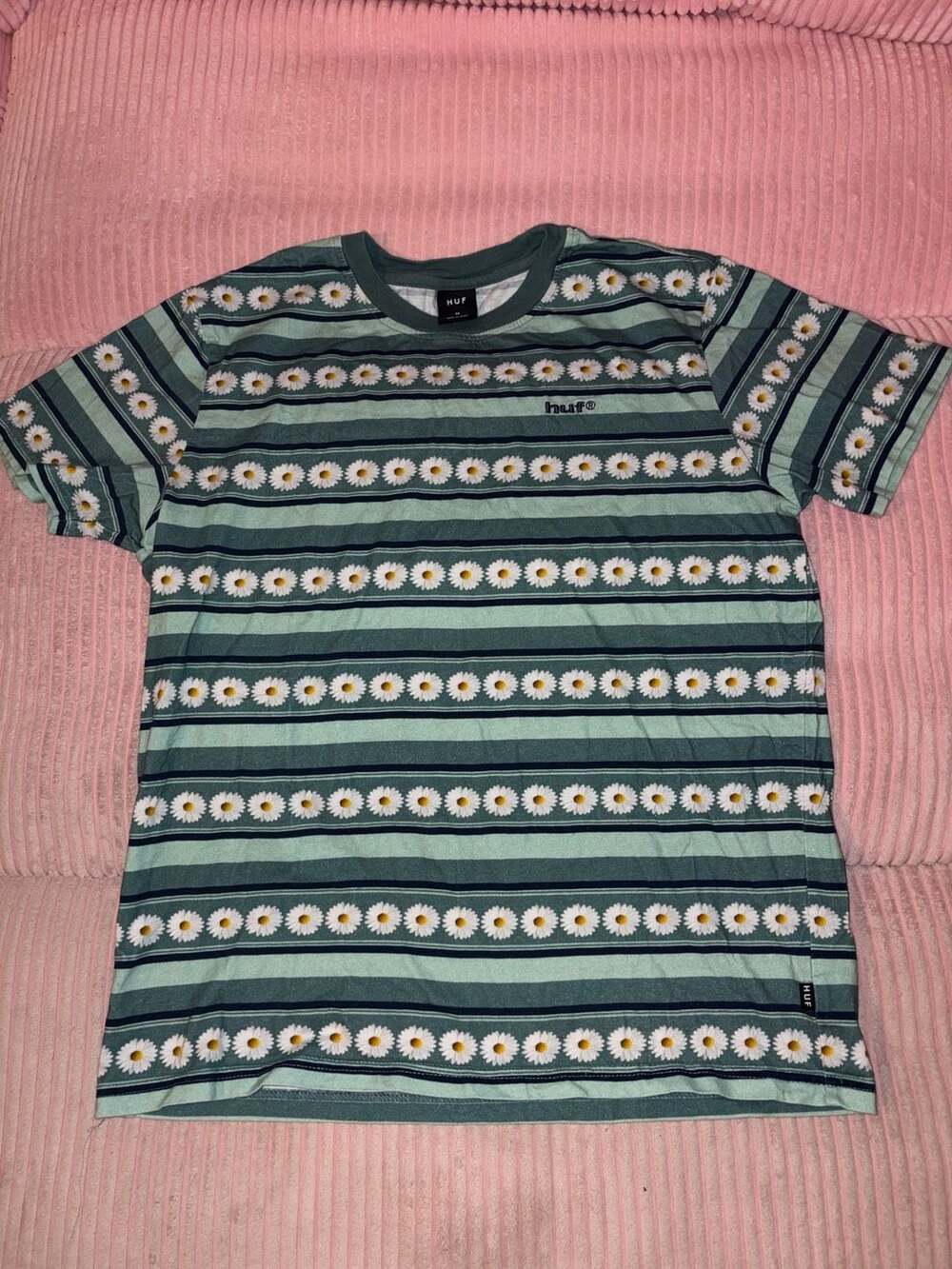 HUF Daisy Stripe T-Shirt Size M Sage Green